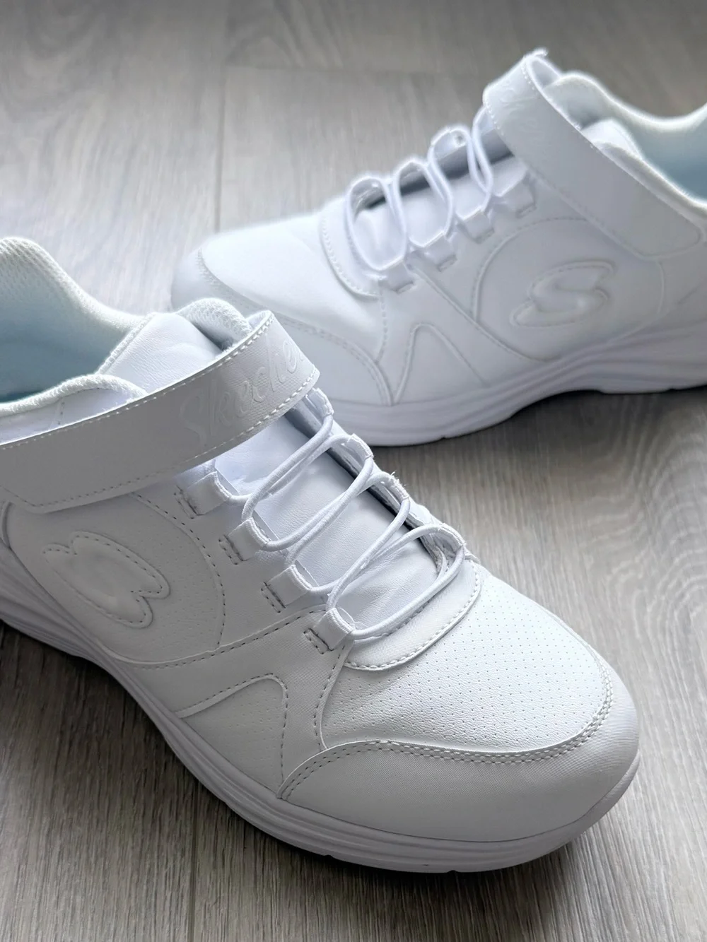Skechers Kids White Slip-On Athletic Sneakers with Hook-and-Loop Strap